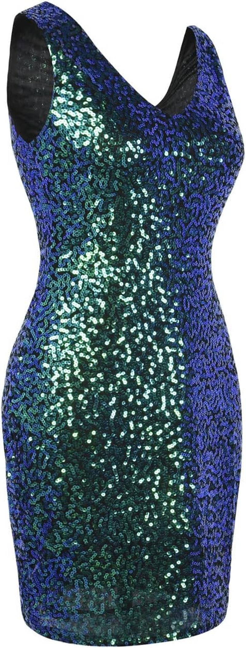 Women'S Sequin Cocktail Dress V Neck Bodycon Glitter Party Dress