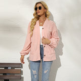 Button Down Dropped Shoulder Jacket with Pockets