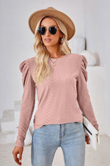 Round Neck Puff Sleeve Blouse