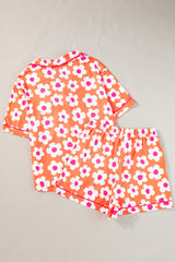 Pocketed Flower Half Sleeve Top and Shorts Lounge Set