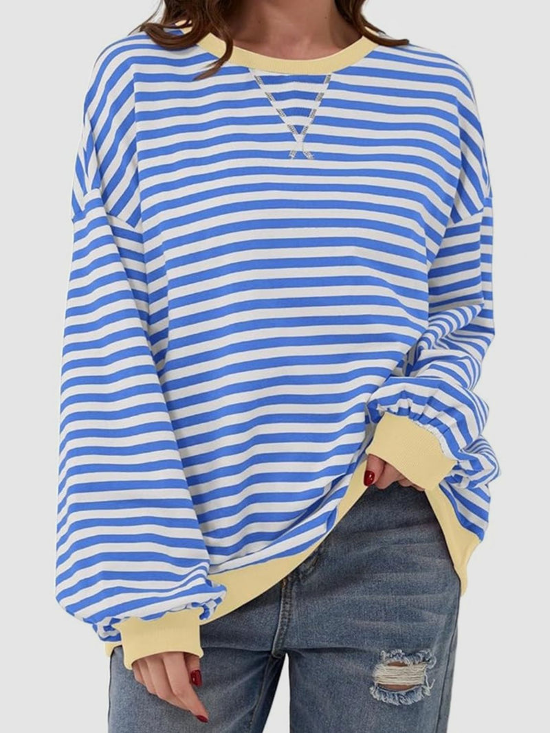 Striped Round Neck Long Sleeve T-Shirt