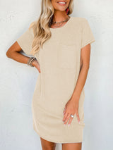 Round Neck Short Sleeve Mini Dress