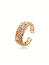 A chic chic chic simple ladies ring with 18K gold microinset zircon lines plated with simple everyday wear