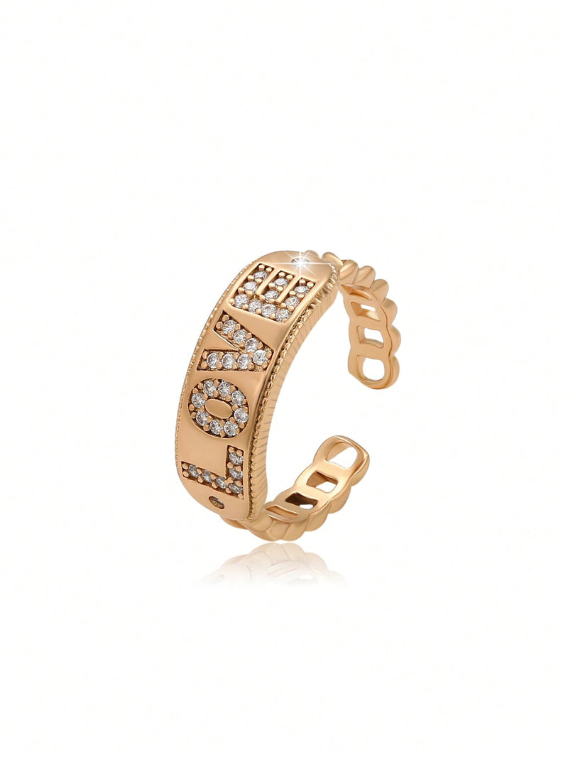 A chic chic chic simple ladies ring with 18K gold microinset zircon lines plated with simple everyday wear