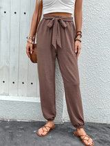 Tied High Waist Pants with Pockets