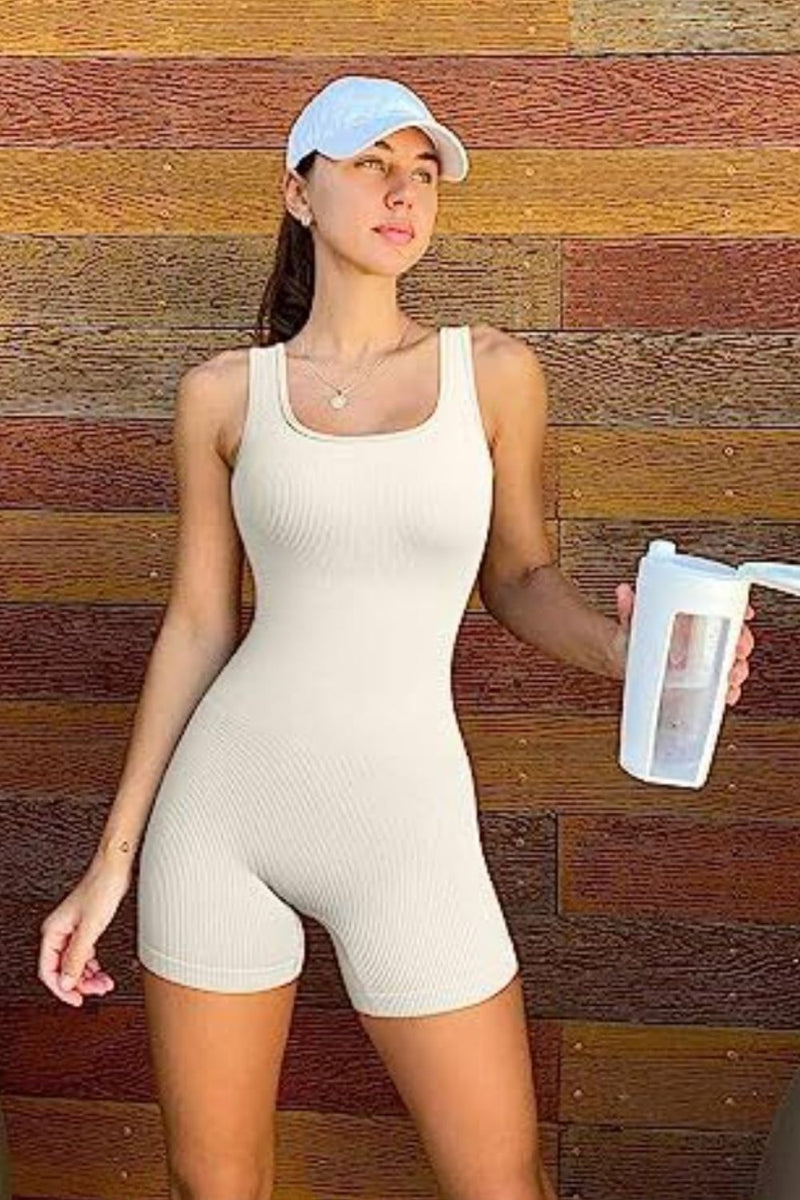 Slay-All-Day Strappy Stunner - Square Neck Wide Strap Active Romper