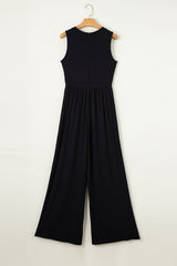 Round Neck Sleeveless Jumpsuit