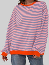 Striped Round Neck Long Sleeve T-Shirt