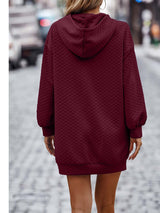 Textured Drawstring Tunic Hoodie