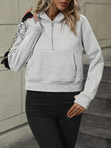 Zip-Up Raglan Sleeve Hoodie with Pocket