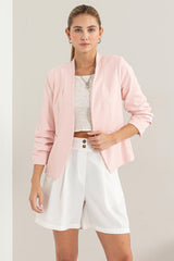 HYFVE Open Front Ruched Sleeve Blazer