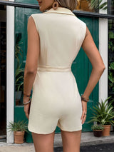 Collared Neck Sleeveless Romper