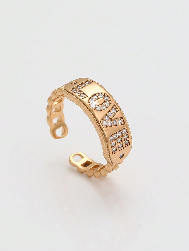 A chic chic chic simple ladies ring with 18K gold microinset zircon lines plated with simple everyday wear