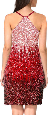 Women'S Glitter Sequin Dress Adjustable Spaghetti Strap Sparkle Party Dresses