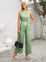 Cutout Tied Wide Leg Sleeveless Jumpsuit