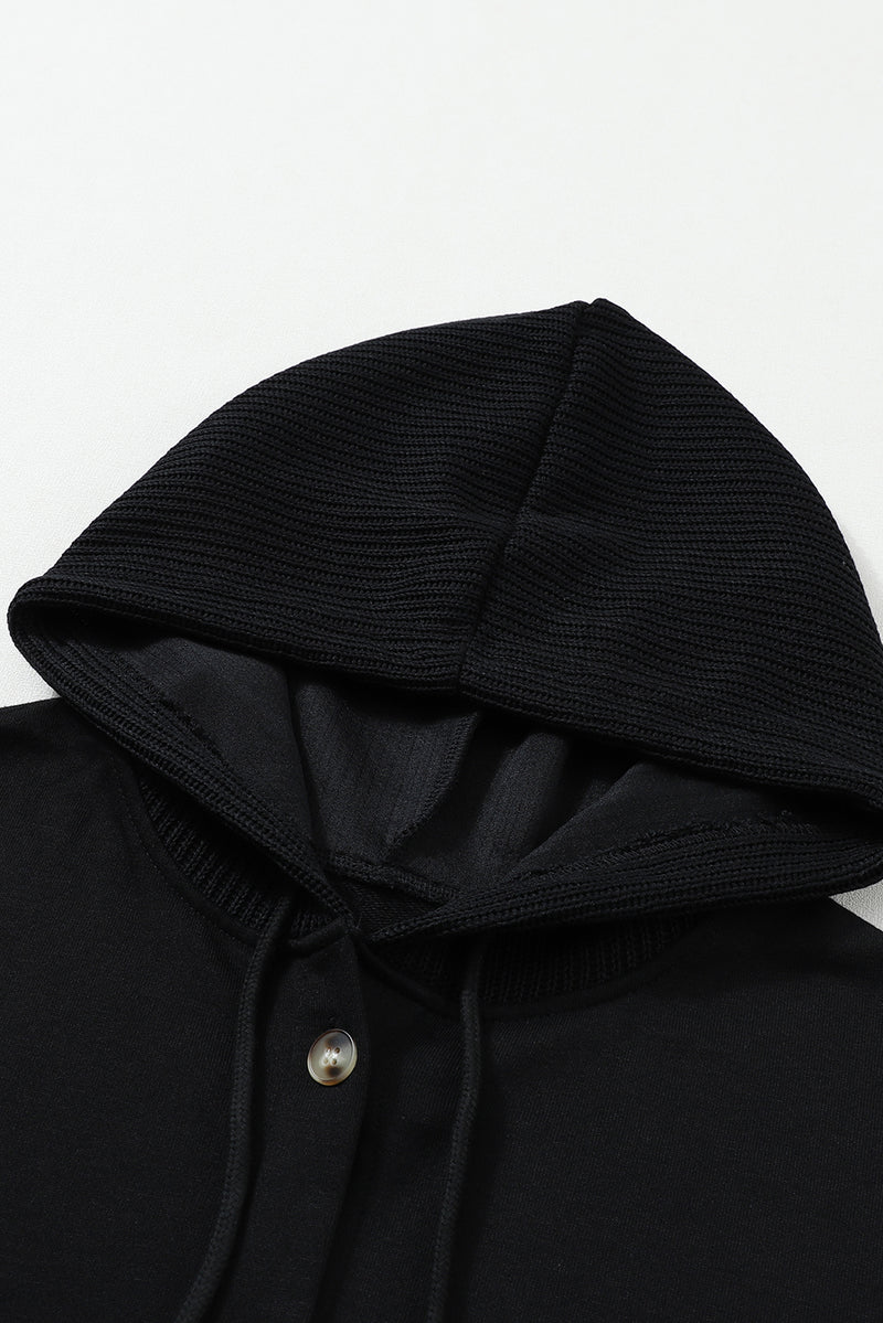 Button Down Drawstring Hoodie