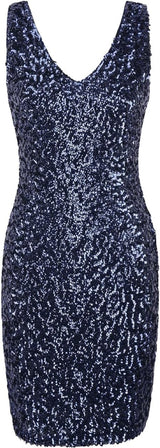 Women'S Sexy Deep V Neck Sequin Glitter Bodycon Stretchy Mini Party Dress