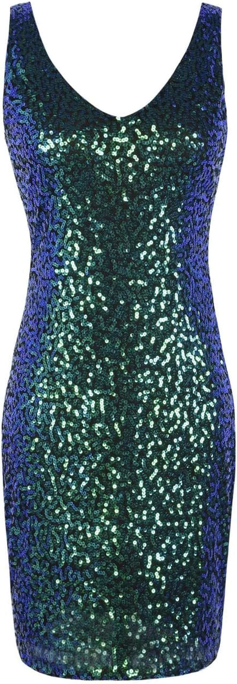 Women'S Sequin Cocktail Dress V Neck Bodycon Glitter Party Dress