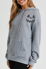 Pumpkin Face Graphic Drawstring Hoodie with Pocket