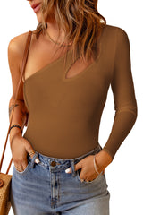 Cutout One Shoulder Long Sleeve Bodysuit