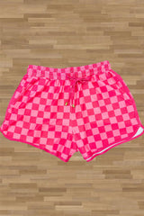 Drawstring Checkered Shorts with Pockets