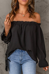 Off-Shoulder Flounce Sleeve Blouse