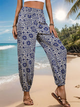 Printed Elastic Waist Pants