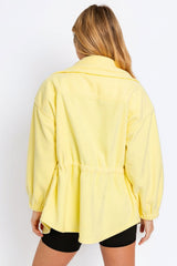 Le Lis Zip Up Waist Drawstring Soft Fleece Jacket