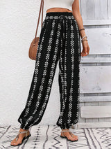 Tied Printed High Waist Pants