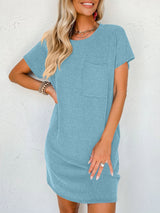 Round Neck Short Sleeve Mini Dress