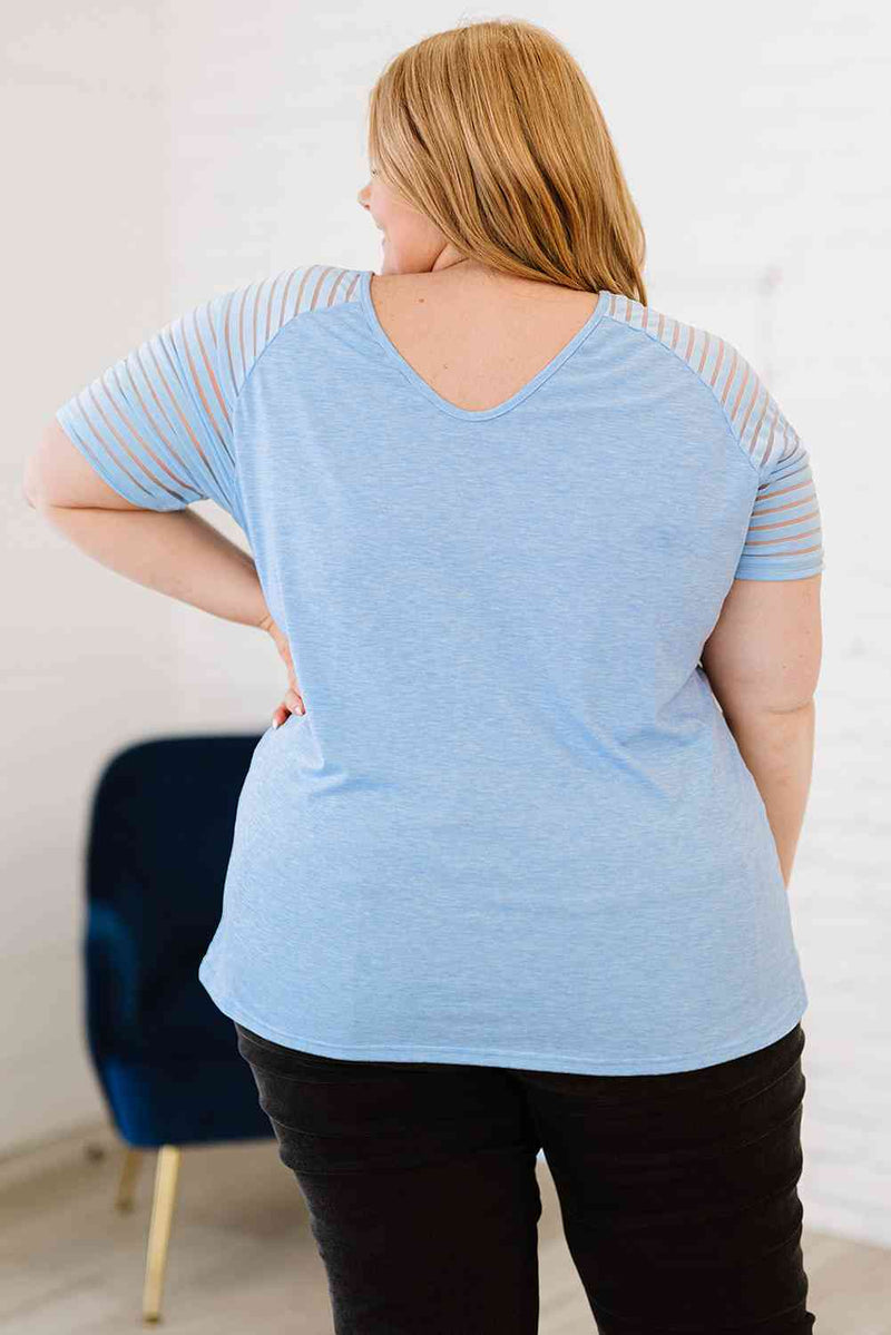 Plus Size V-Neck Raglan Sleeve Tee