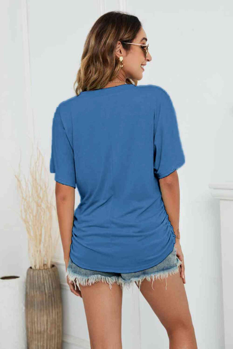 V-Neck Side Ruched Tee