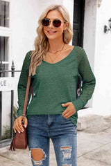 V-Neck Long Raglan Sleeve Top