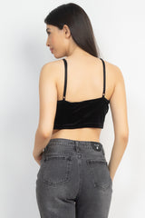 Sleeveless Corset Velvet Crop Top