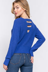 Dolman Slv Strappy Open Back Sweater