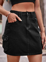 Denim Mini Skirt with Pockets