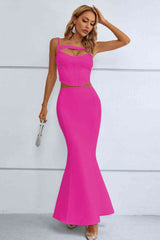 Cutout Seam Detail Cami and Fishtail Skirt Set