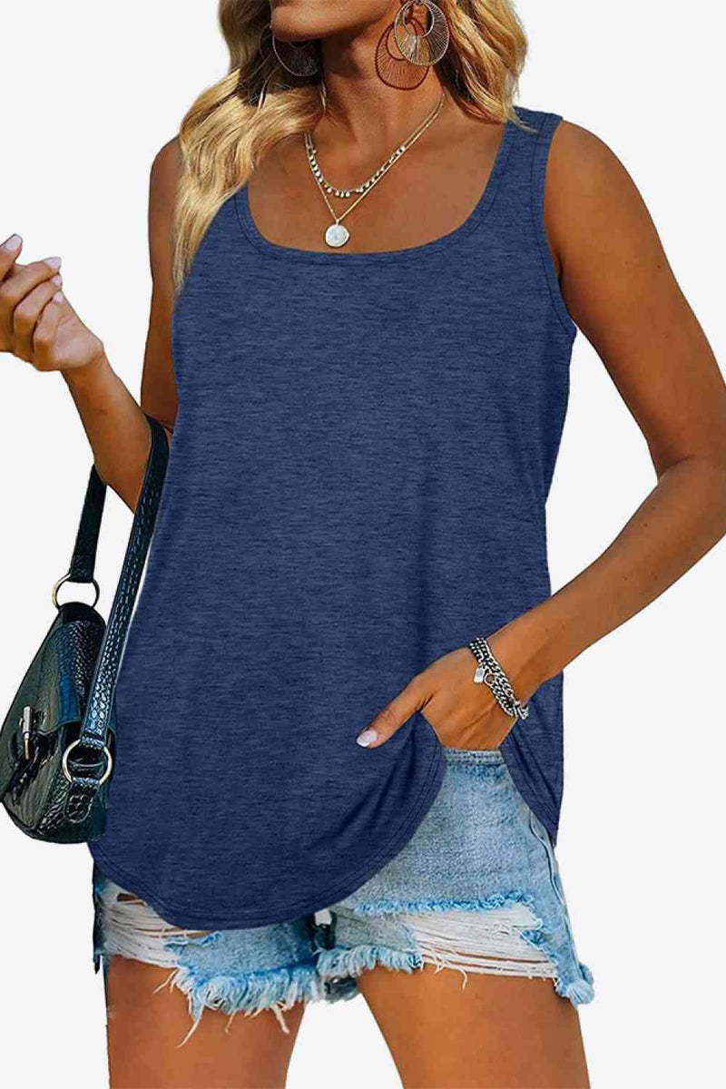 Curved Hem Square Neck Tank